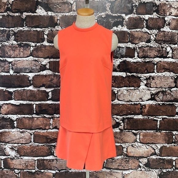 Finders Keepers Dress Coral Orange High Neck Split Front Size Medium - Picture 2 of 13